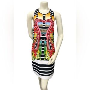 Clover Canyon Bodycon Dress Small Tropical Graphic Stripe Beyoncé Style